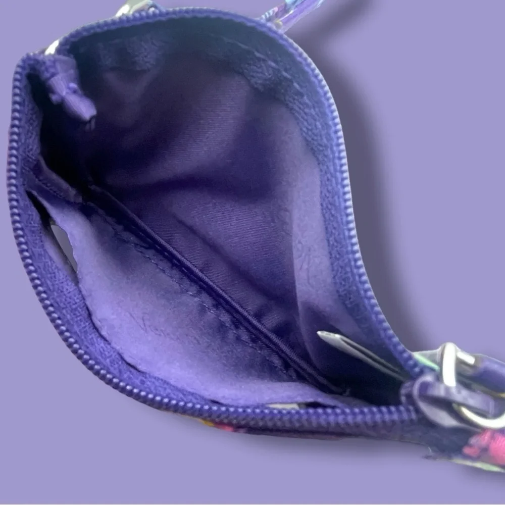 Vera Bradley Batik Leaves Floral Card Holder ID Lanyard - Purple and Yellow